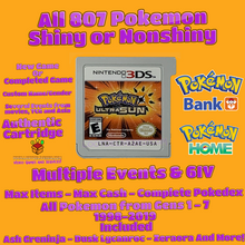 Load image into Gallery viewer, Pokémon Ultra Sun | All 807 Pokémon Included | Events, Items, Max Cash and more - LootDelivered.com