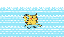 Load image into Gallery viewer, Pixel Surfing Pikachu | Pokémon TCG Playmat | Pokemon Office Keyboard Mat - LootDelivered.com