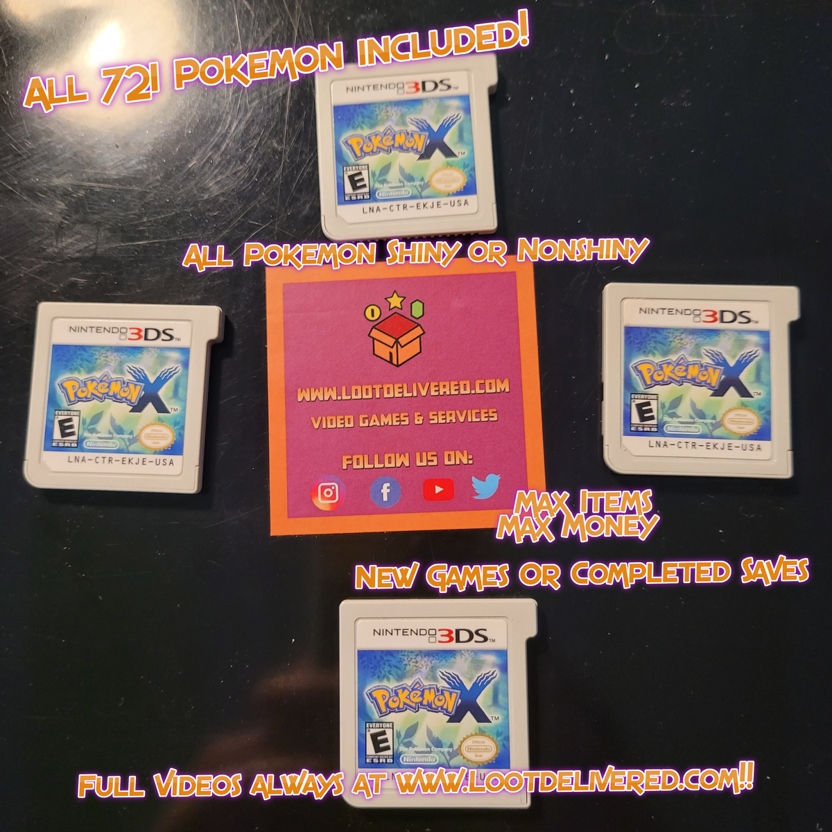 thumbnail image 2 of Pokémon X – Loaded Save File: 721 Shiny + 120 Legit Event Pokémon, Authentic Cartridge 2 of 5