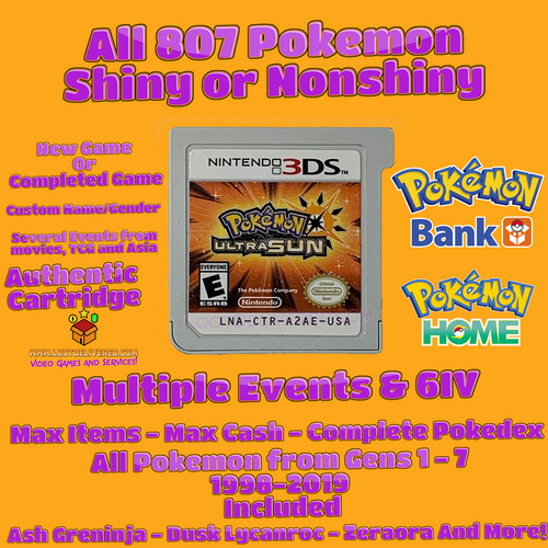 Pokémon Ultra Sun | All 807 Pokémon Included | Events, Items, Max Cash and more - LootDelivered.com