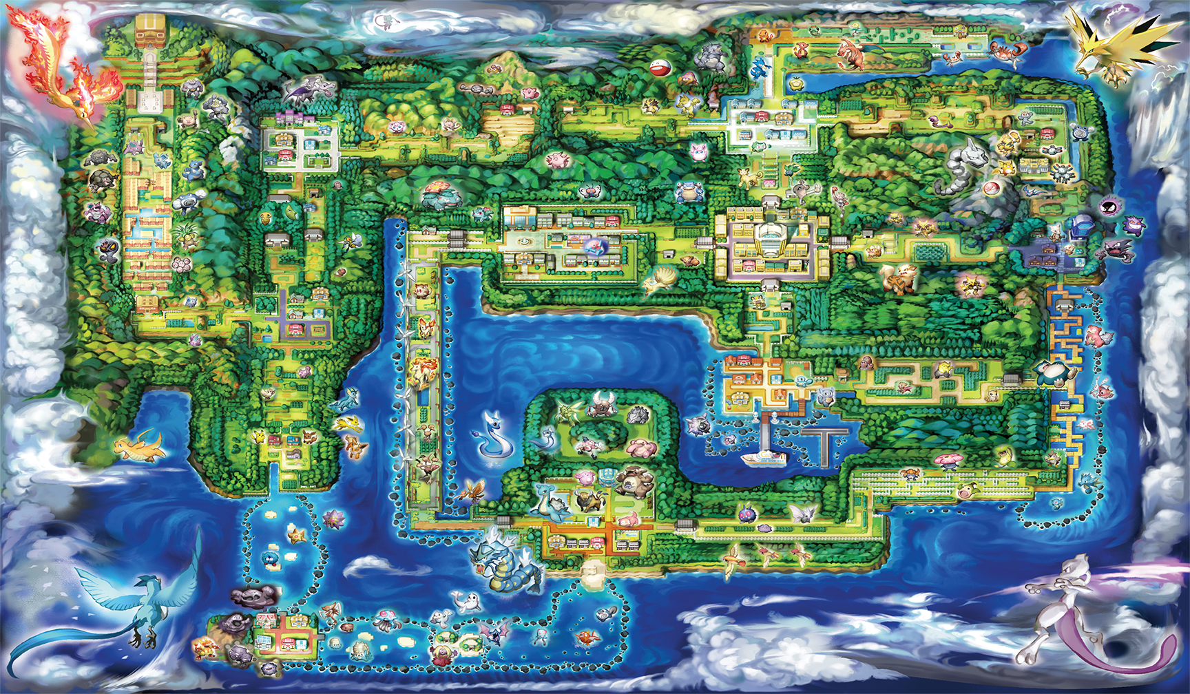 Kanto Region Map | Pokémon TCG Playmat