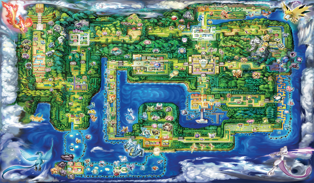 Kanto Region Map | Pokémon TCG Playmat | Pokemon Office Keyboard Mat | Gen 1 TCG - LootDelivered.com