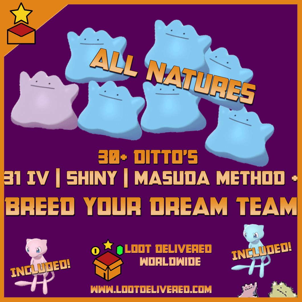 30+ Ditto's 31 IV Shiny & NonShiny's For Breeding Pokemon Home Upload - LootDelivered.com