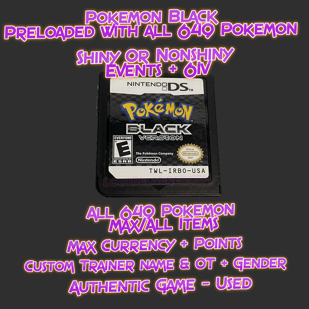 Pokemon Black Preloaded with All 649 Pokemon + Items & Currency