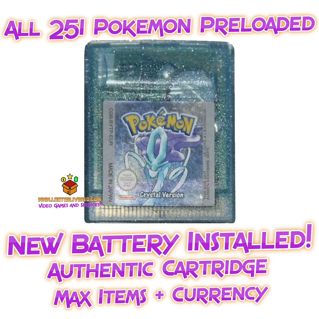 POKEMON CRYSTAL All 251 SHINY GAME Enhanced AUTHENTIC & NEW BATTERY! - LootDelivered.com POKEMON CRYSTAL All 251 SHINY GAME Enhanced AUTHENTIC & NEW BATTERY! - LootDelivered.com