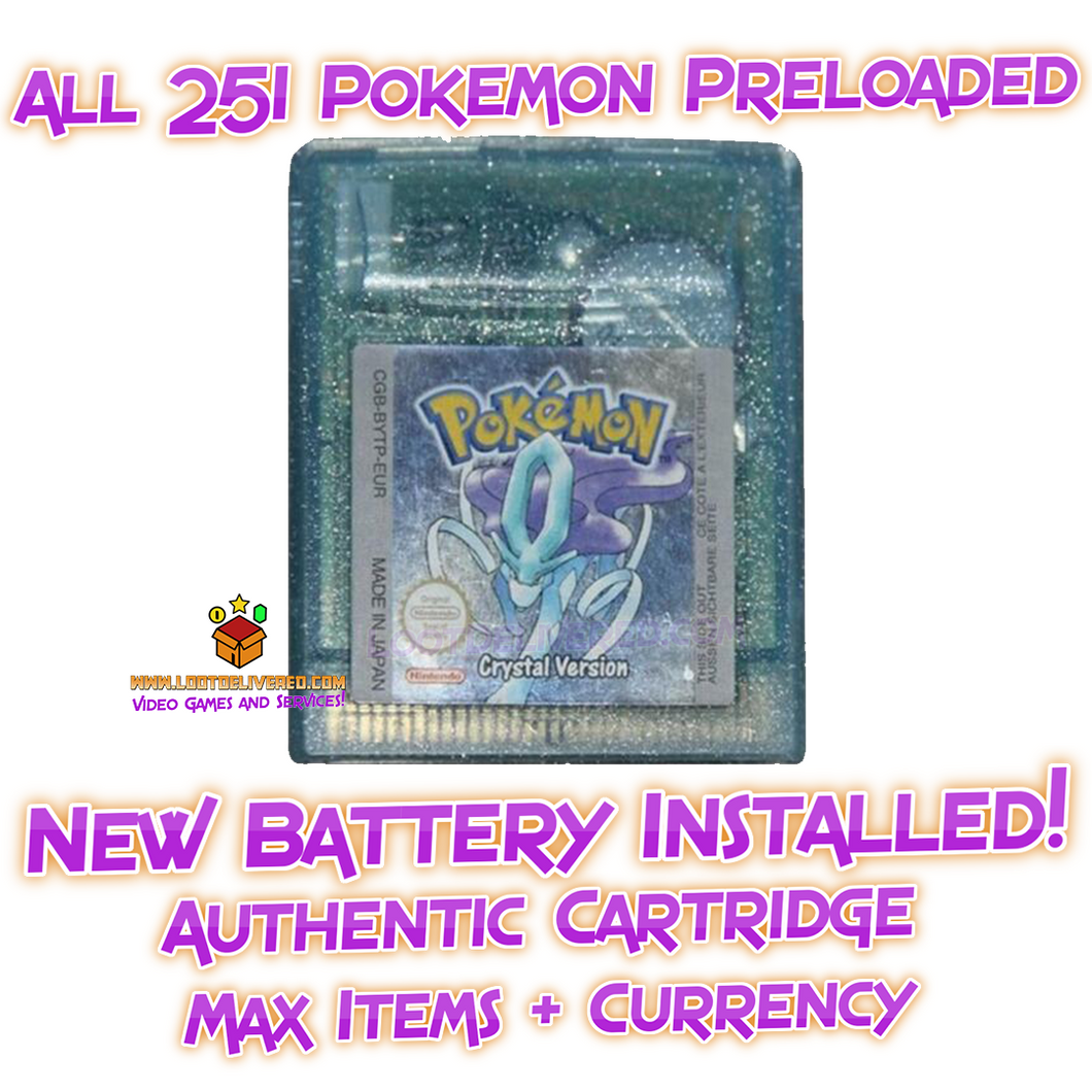 POKEMON CRYSTAL All 251 SHINY GAME Enhanced AUTHENTIC & NEW BATTERY! - LootDelivered.com POKEMON CRYSTAL All 251 SHINY GAME Enhanced AUTHENTIC & NEW BATTERY! - LootDelivered.com