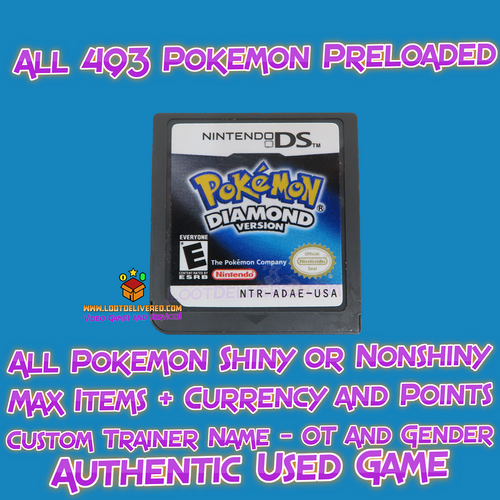 Pokemon Diamond Fully Preloaded with 493 Pokemon - All Pokemon All Items & Money - LootDelivered.com
