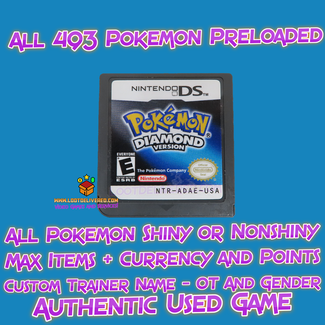 Pokemon Diamond Fully Preloaded with 493 Pokemon - All Pokemon All Items & Money