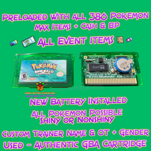 Load image into Gallery viewer, Pokemon Emerald | Preloaded 386 Shiny Pokemon | Brand New Battery Authentic Cartridge | GBA DS | Generation 3
