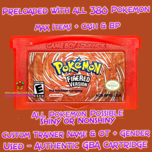 Load image into Gallery viewer, Pokemon Fire Red preloaded with All 386 Shiny Pokemon &amp; items - Authentic Cartridge
