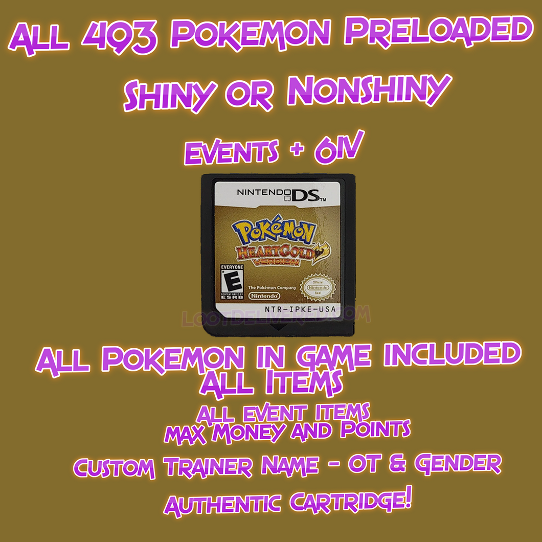 Pokemon HeartGold | Preloaded With all 493 Pokemon Shiny or Nonshiny + Max Items