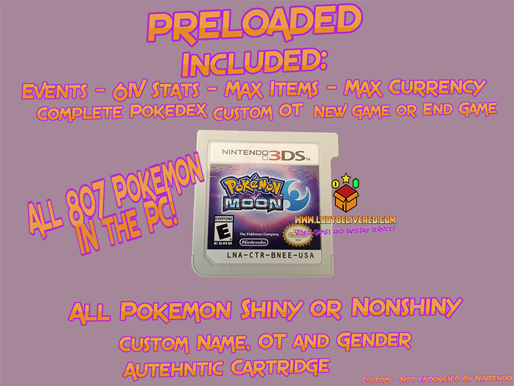 Pokémon Moon | Preloaded with all 807 Pokémon | 6IV