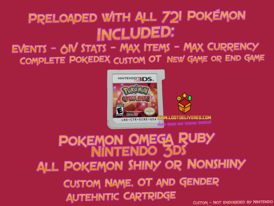 Pokémon Omega Ruby | Preloaded with all Pokemon, Items & Events