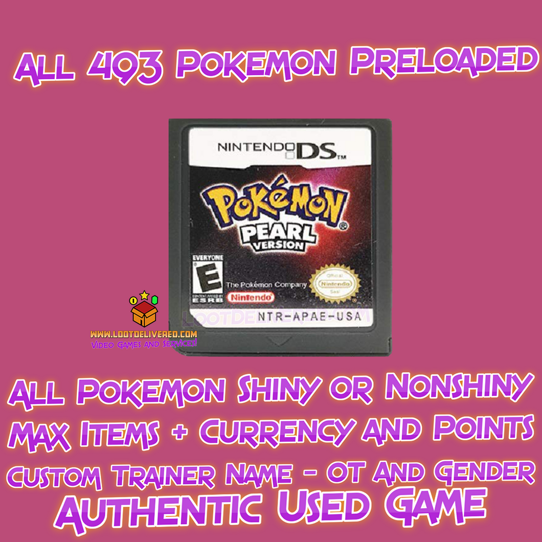 Pokemon Pearl Preloaded with all 493 Pokemon All Items & Money