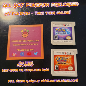 Pokémon Moon 3ds Preloaded Enhanced & Unlocked Game 807 Pokemon All Items and Money - LootDelivered.com